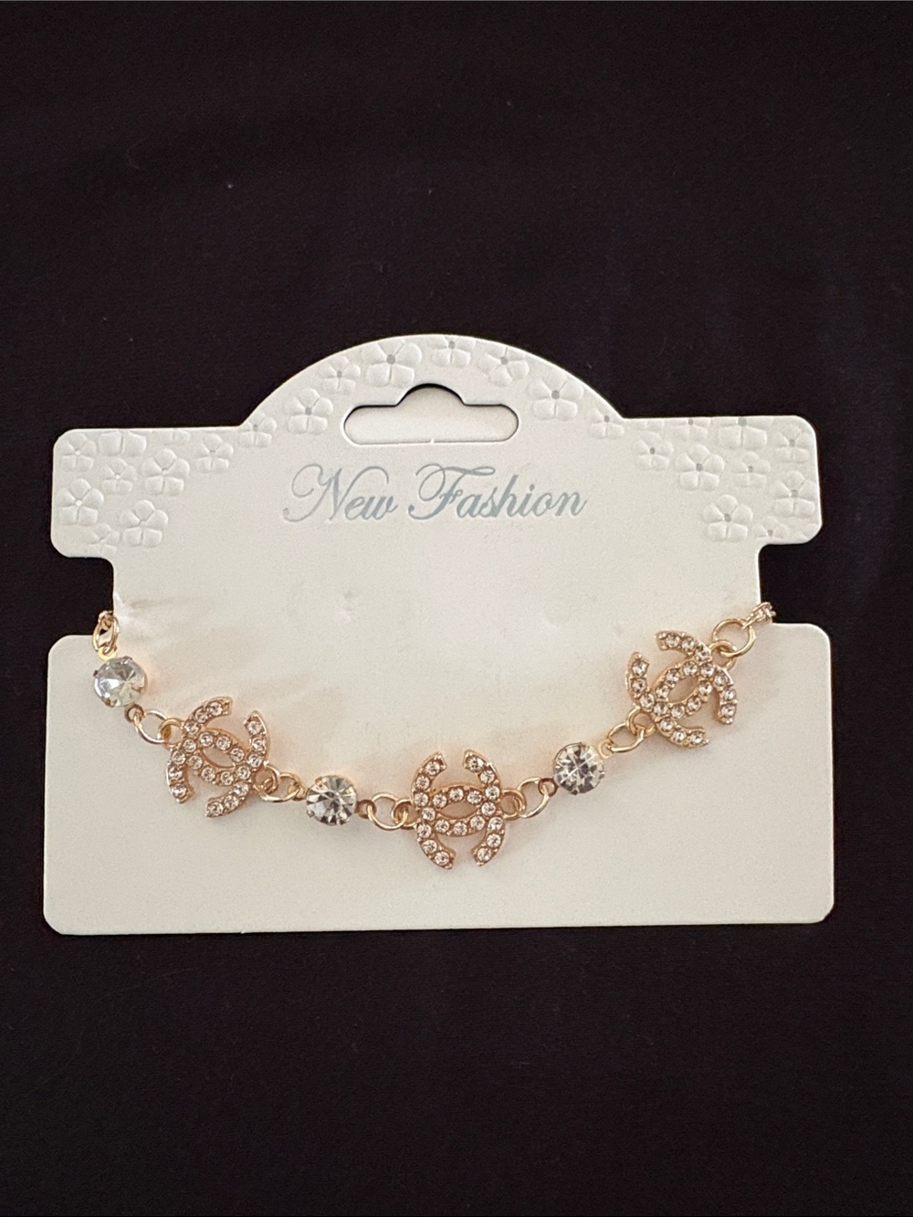Gold-Tone Crystal Fashion Adjustable Bracelet